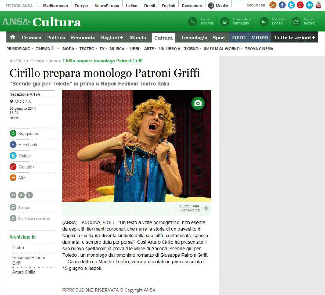 2014.06.06 Cirillo prepara monologo Patroni Griffi - ansa.it