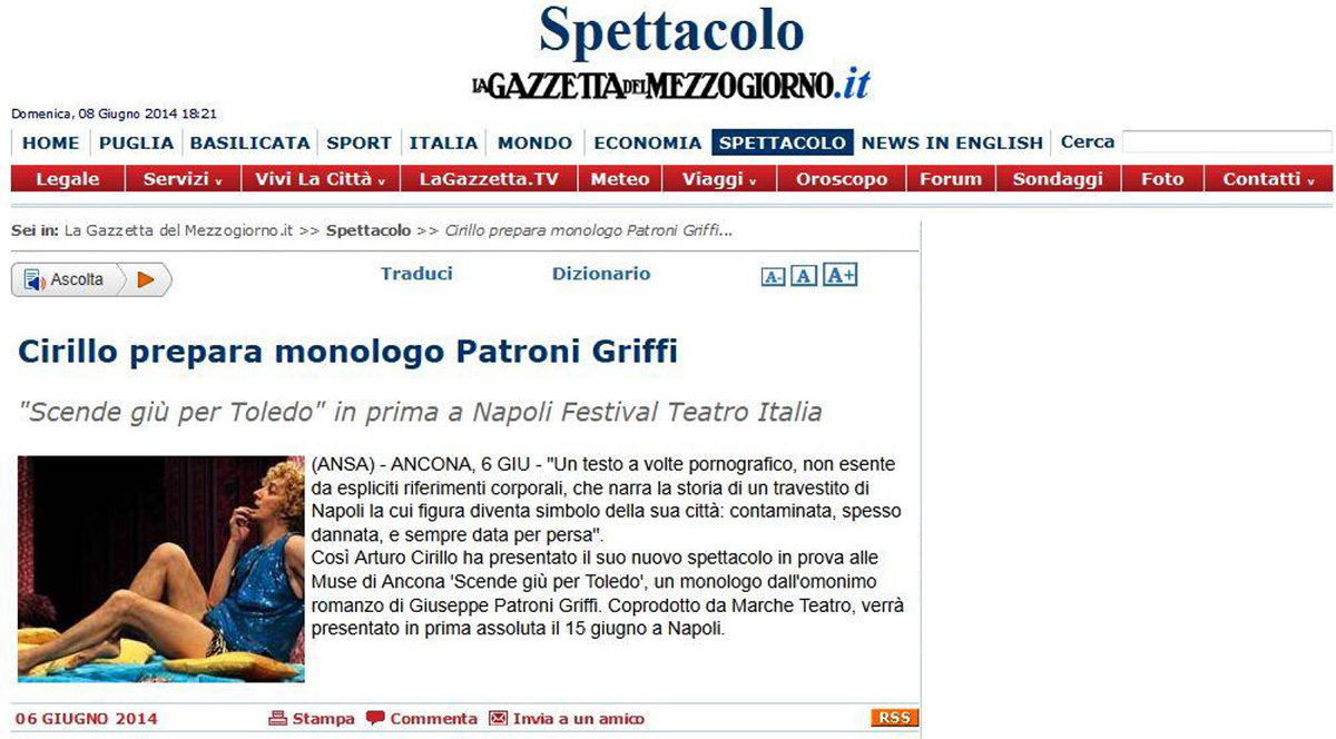 2014.06.08 Cirillo prepara monologo Patroni Griffi - lagazzettadelmezzogiorno.it